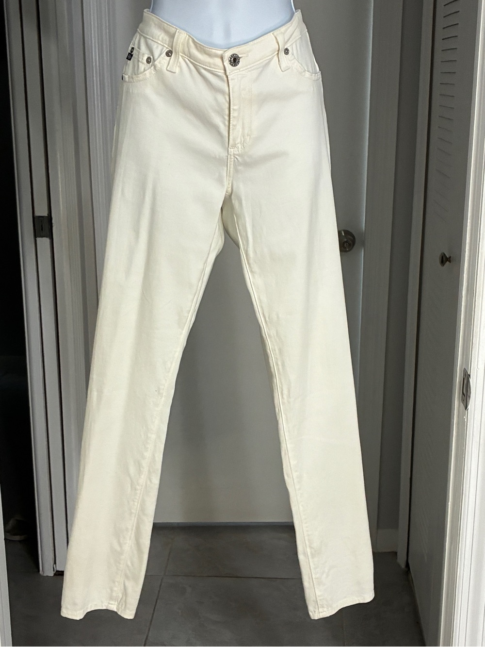 Ag Adriano Goldschmied Women's White Straight-Leg Jeans